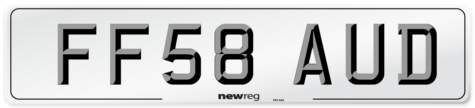 FF58 AUD Number Plate from New Reg